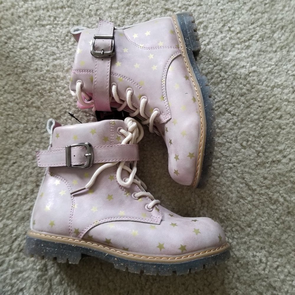 Little Girl 12 shoes NEW combat hiking boots pink waterproof